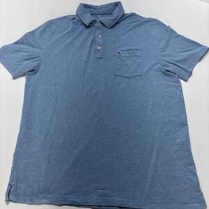 Vineyard Vines Polo Shirt Mens Edgartown Short Sleeve Blue Pima Cotton Blend Med
